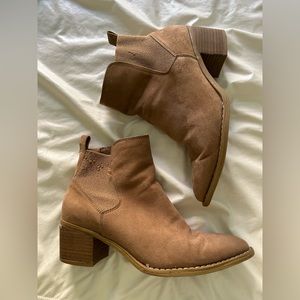 Tan booties with zipper